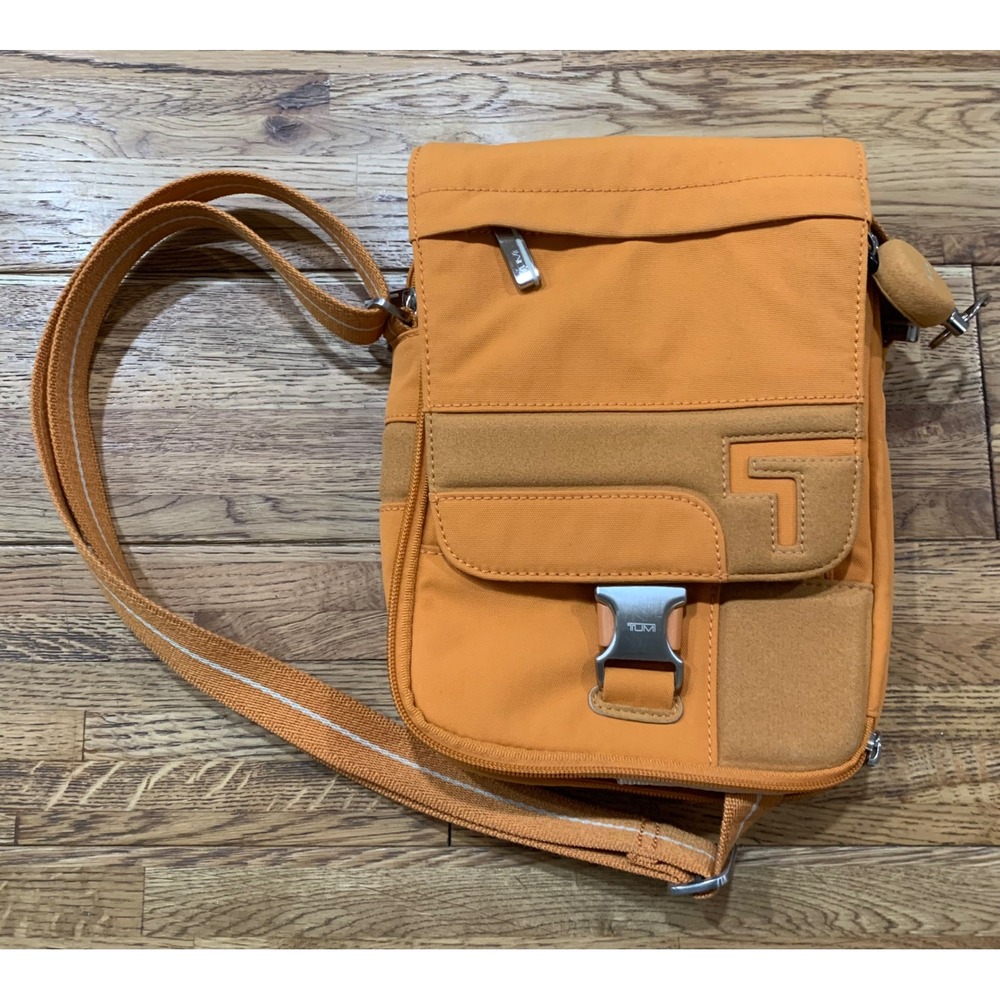 Tumi Orange Crossbody Messenger Bag Vintage Y2K Techwear Gorpcore Streetwear